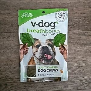 V-Dog Breathbones regular dog chews, 6 bones 4" long